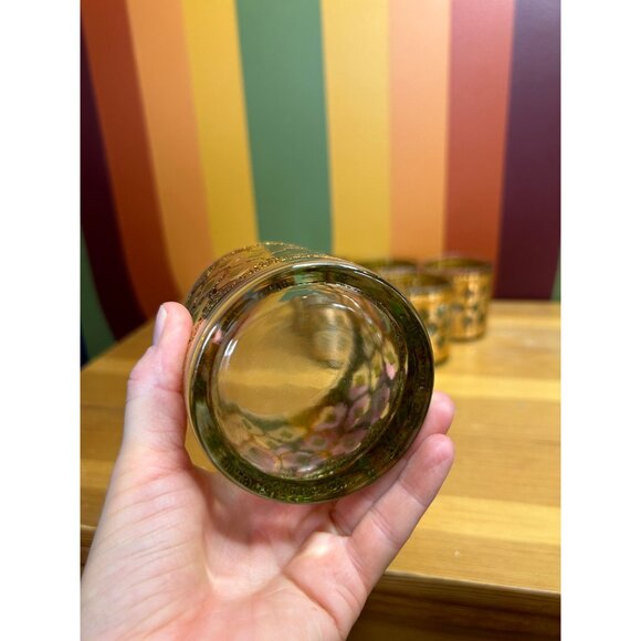 Valencia green gold filigree design by Culver whisky glasses - Picture 9 of 10